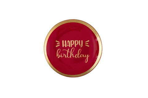 Love Plate HAPPY BIRTHDAY, Glasteller M, rund, pink – GIFTCOMPANY