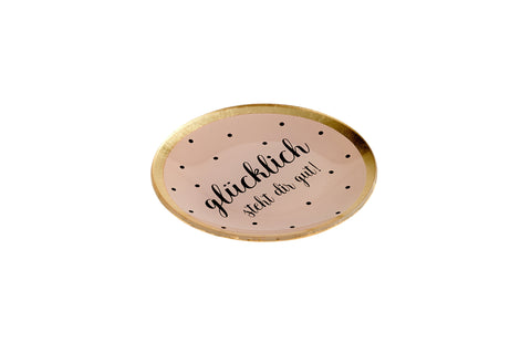 Love Plate GLÜCKLICH STEHT..., Glasteller M, rund, rosa – GIFTCOMPANY, Ansicht 2