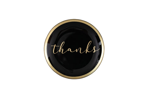 Love Plate THANKS, Glasteller M, rund, schwarz – GIFTCOMPANY
