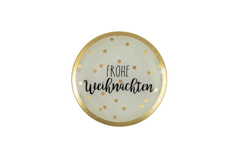Love Plate FROHE WEIHNACHTEN, Glasteller M, rund, weiß – GIFTCOMPANY