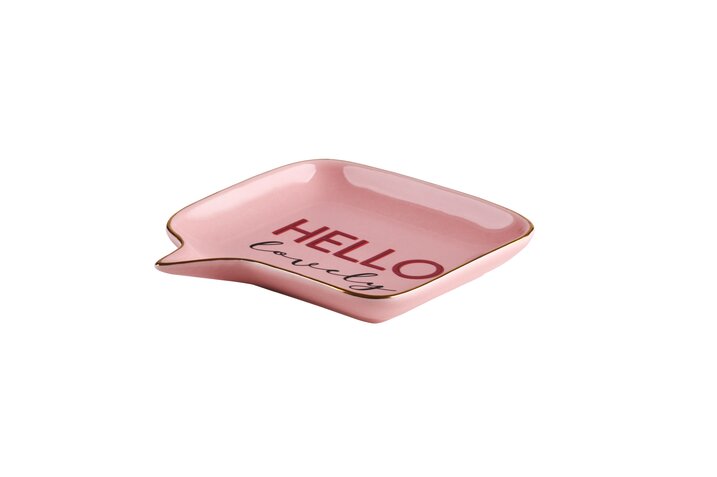 Love Plate HELLO LOVELY , Porzellan Sprechblase, tief ,rosa