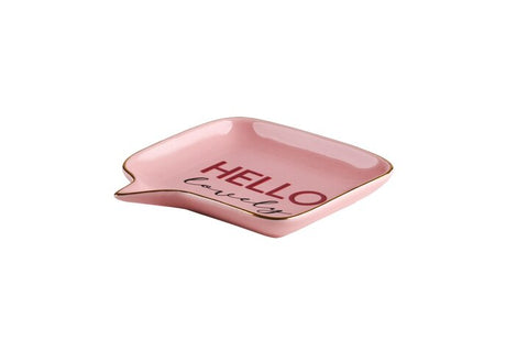 Love Plate HELLO LOVELY , Porzellan Sprechblase, tief ,rosa – GIFTCOMPANY