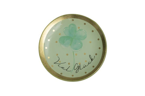 Love Plate VIEL GLÜCK, Glasteller S, rund, mint – GIFTCOMPANY