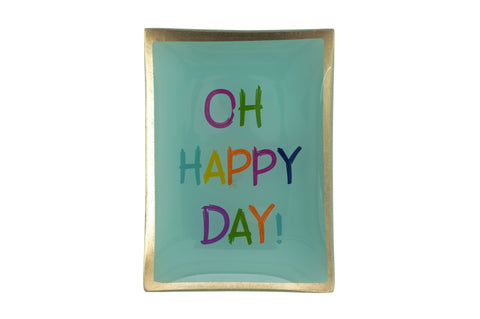 Love Plate OH HAPPY DAY, Glasteller M, hellgrün – GIFTCOMPANY