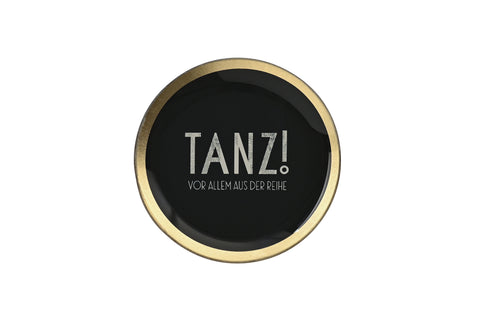 Love Plate TANZ!, Glasteller M rund, schwarz – GIFTCOMPANY