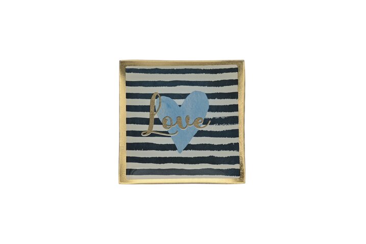 Love Plate LOVE; Glasteller M, blau gestreift