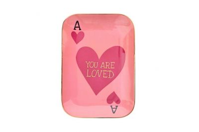 Love Plate You are Loved Porzellanteller, rechteckig, rosa – GIFTCOMPANY