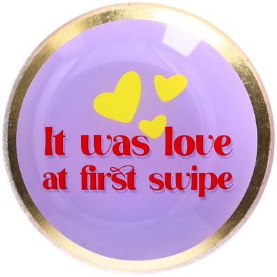 Love Plate IT WAS LOVE AT FIRST SWIOE , Glasteller S, rund, lila – GIFTCOMPANY