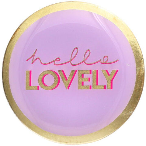 Love Plate HELLO LOVELY , Glasteller M, rund,lila – GIFTCOMPANY