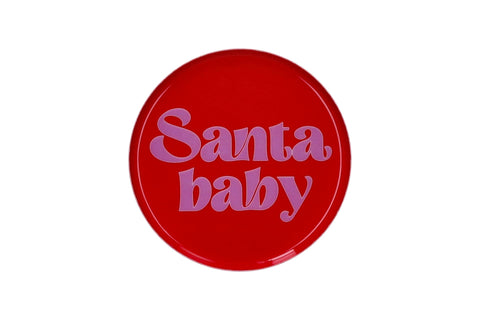 Love Trays, Dekotablett, XS, Motiv: SANTA BABY rund, rot – GIFTCOMPANY
