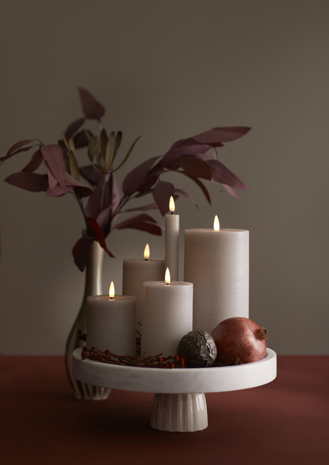 LED RUSTIC-Kerzen Echtwachs, stone, 10 x 15 cm