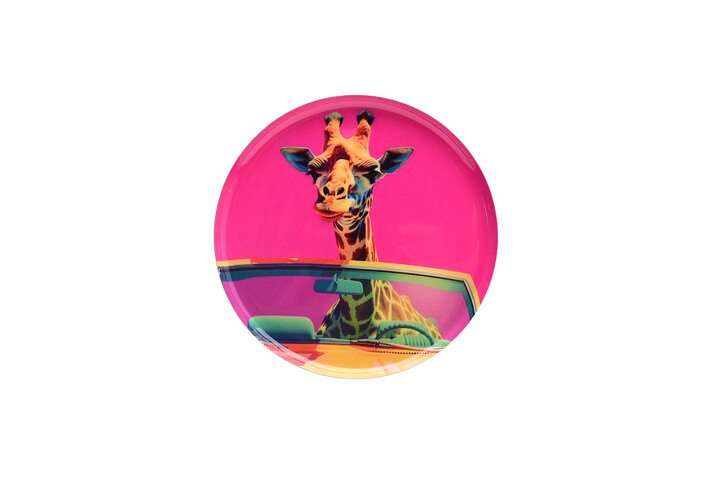 Love Tray GIRAFFE, Deko-Tablett S, rund ,pink