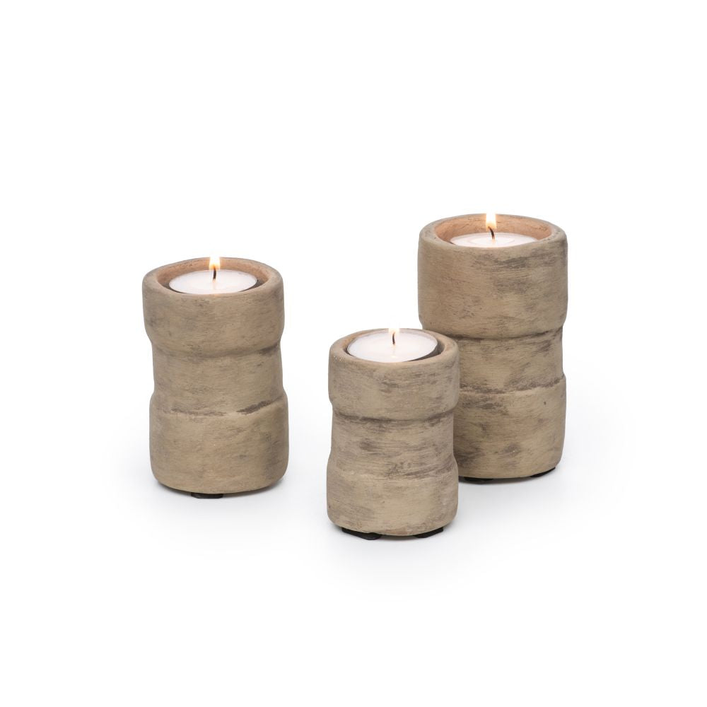 KERZENLEUCHTER 3- SET Terracotta