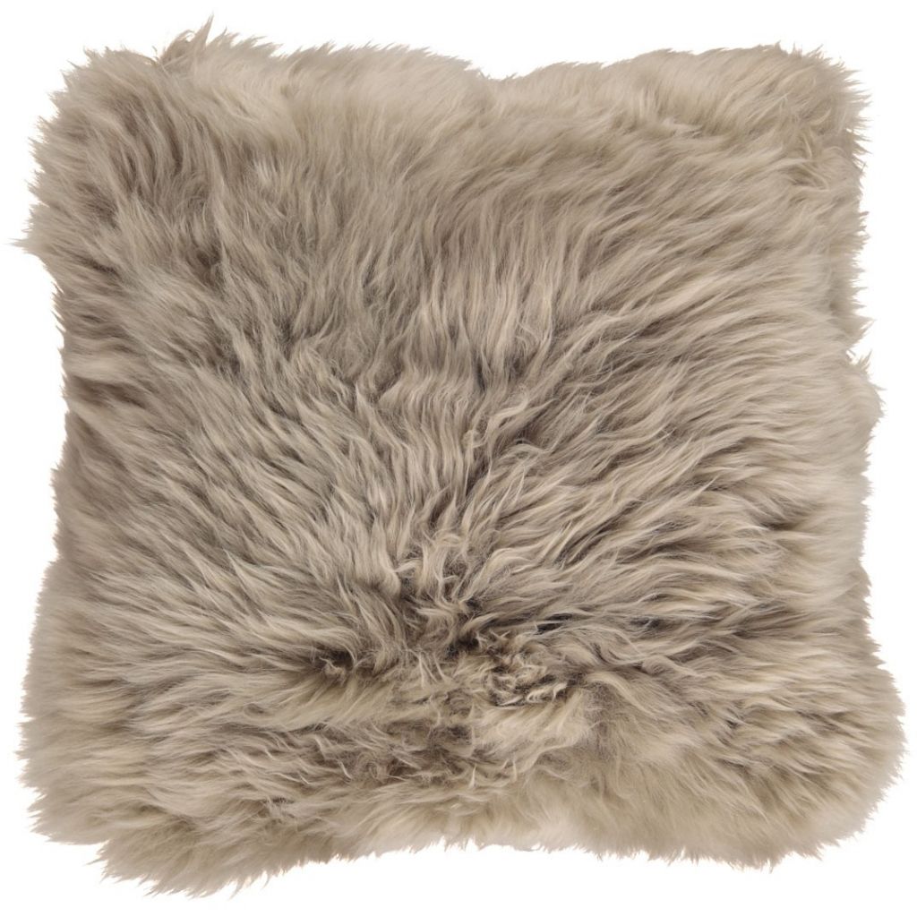 Lammfellkissen 50 x 50 cm Langhaar taupe