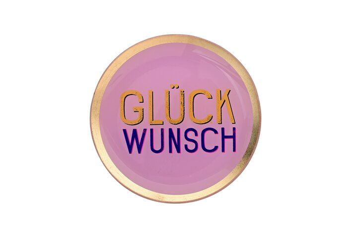 Love Plate GLÜCKWUNSCH Glasteller M rund, rosa