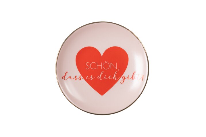 Love Plate schön das es dich gibt, Porzellanherz, tief, rosa