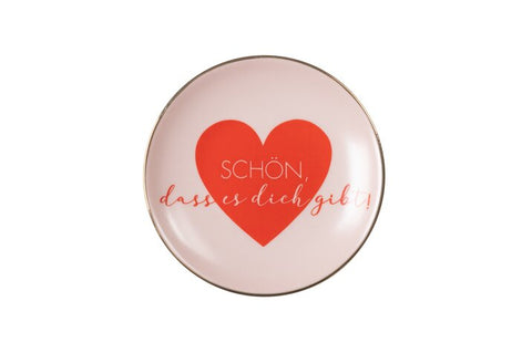 Love Plate schön das es dich gibt, Porzellanherz, tief, rosa – GIFTCOMPANY