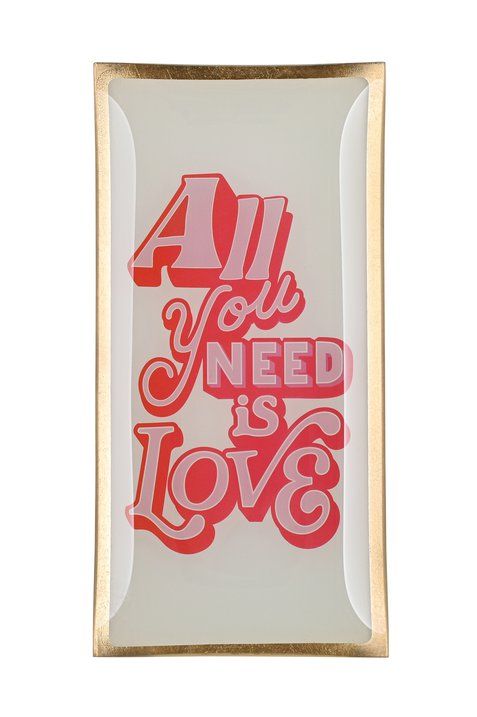 Love Plate ALL YOU NEED IS LOVE, Glasteller L, weiß/pink – GIFTCOMPANY