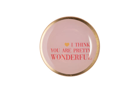 Love Plate WONDERFUL, Glasteller S, rund, rosa – GIFTCOMPANY