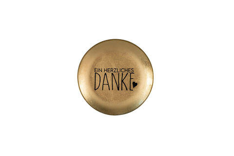 Love Plate EIN HERZLICHES DANKE, Glasteller S, rund, gold – GIFTCOMPANY