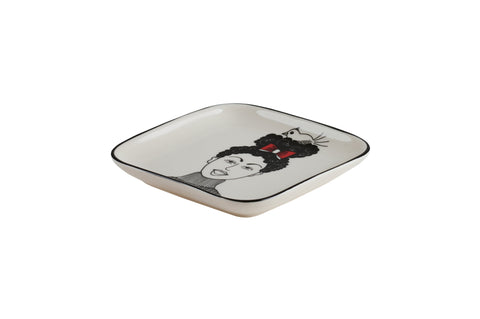 Love Plate FRAU MIT VOGEL, Porzellanteller, quadratisch, weiß – GIFTCOMPANY, Ansicht 2