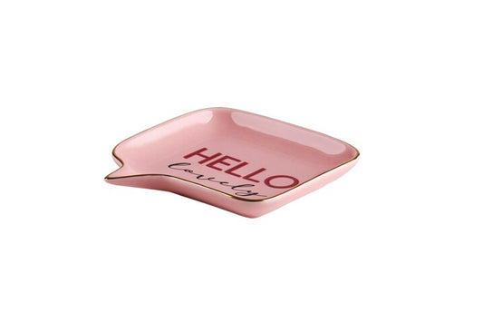 Love Plate HELLO LOVELY , Porzellan  Sprechblase, tief ,rosa