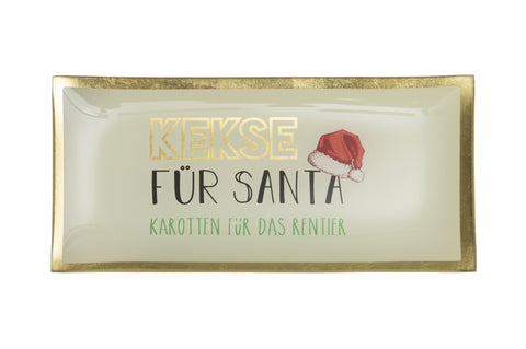 Love Plate KEKSE FÜR SANTA, Glasteller L, hellgrau – GIFTCOMPANY