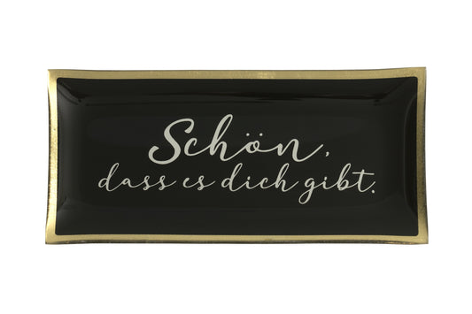 Love Plate SCHÖN, DASS ES DICH GIBT, Glasteller L, schwarz