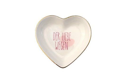 Love Plate DER LIEBE WEGEN , Porzellanherz, tief, weiß