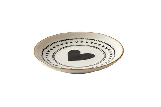 Love Plate Herz, Porzellanherz, tief, weiß