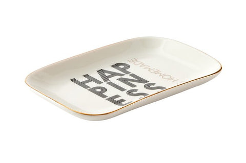 Love Plate HAPPINESS Porzellanteller, rechteckig, weiß – GIFTCOMPANY