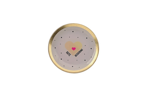 Love Plate GUTE BESSERUNG, Glasteller rund, rosa – GIFTCOMPANY