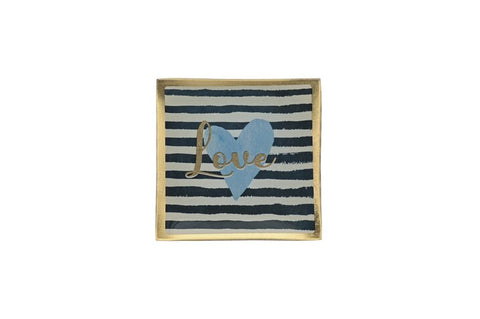 Love Plate LOVE; Glasteller M, blau gestreift – GIFTCOMPANY