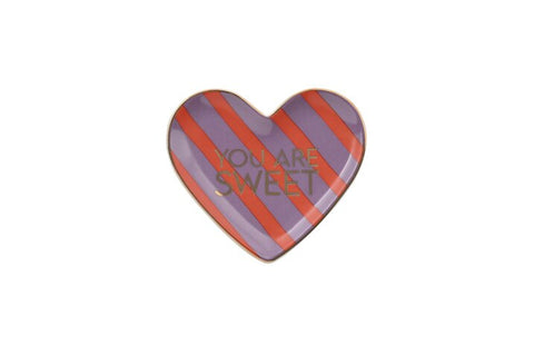 Love Plate YOU ARE SWEET  , Porzellanherz, tief, violette/ rot – GIFTCOMPANY