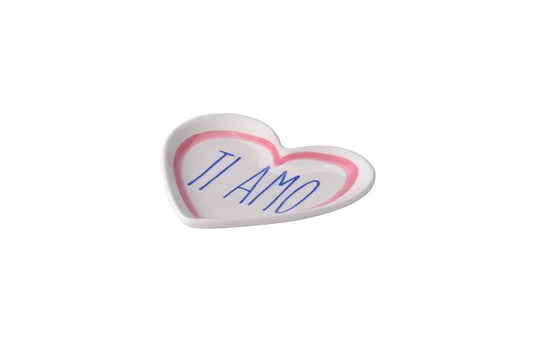 Love Plate TI AMO , Porzellanherz, tief, weiß