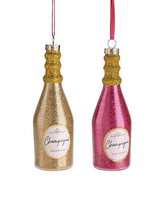 Hänger Champagner Flasche, Gold/ Pink