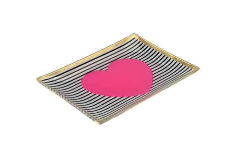 Love Plate HERZ, Glasteller M, schwarz gestreift – GIFTCOMPANY, Ansicht 2