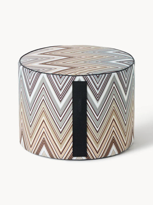 MISSONI HOME Outdoor-Pouf KEW 40x30cm – Zickzack Taupe/Multicolor