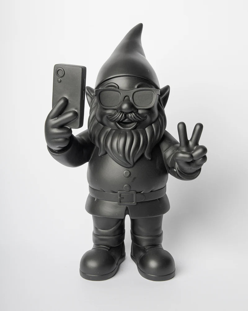 Gartenzwerg NANO SELFIE 12 cm – Schwarz | Moderne Gartendeko