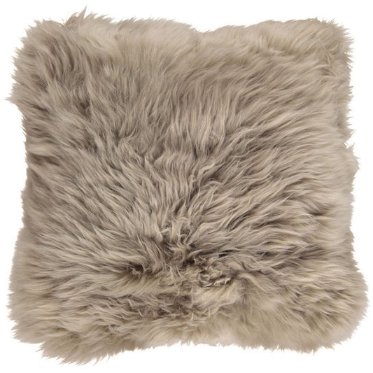 Lammfellkissen 50 x 50 cm Langhaar taupe