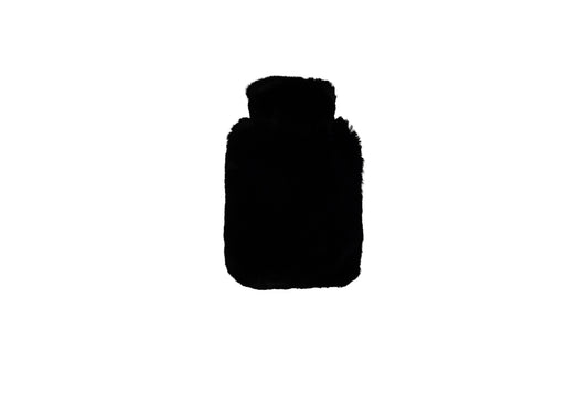 Wärmflasche Kaninchenfell schwarz