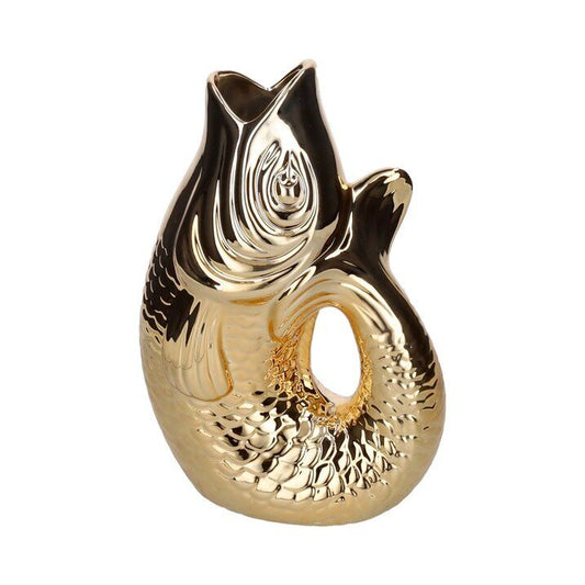 Vase Fisch MONSIEUR CARAFON, S, Gold , Silber