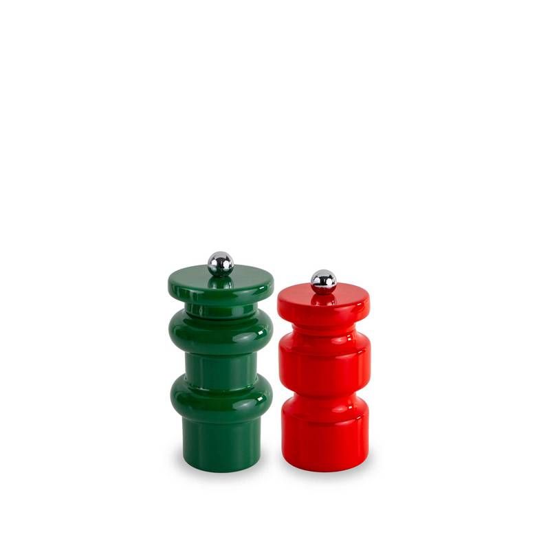 Salz- & Pfeffermühlen-Set SAMARKAND – lackiertes FSC-Holz red & green