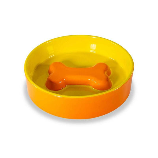 Knochennapf Keramik, 20 cm – Orange & Gelb